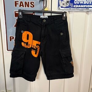 C.P Denim Kids Black and Orange Cargo Shorts